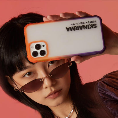 Apple iPhone 13 Kılıf Şeffaf Airbag Tasarımlı Skinarma Hade Kapak Mavi-Pembe