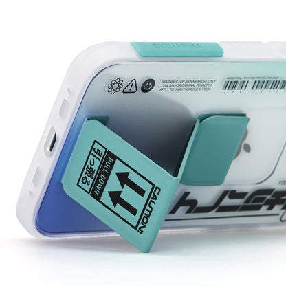 Apple iPhone 13 Kılıf Skinarma Şeffaf Desenli Airbag Tasarımlı Standlı Hakko Kapak Turkuaz