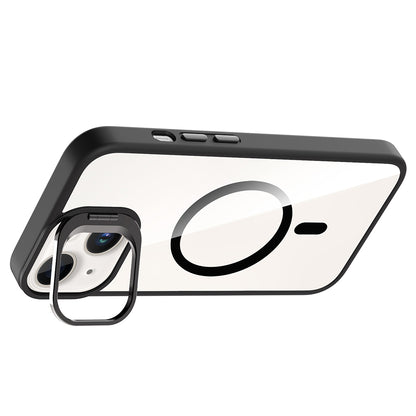 Apple iPhone 13 Kılıf Standlı ve Kamera Lens Hediyeli M-Safe Şarj Özellikli Zore Etro Kapak Desert Titanyum