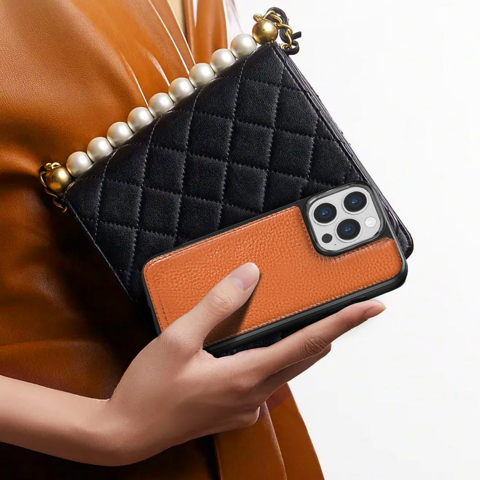 Apple iPhone 13 Kılıf Wiwu Genuine Leather Plastic Calfskin Orjinal Deri Kapak Siyah