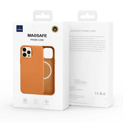 Apple iPhone 13 Kılıf Wiwu M-safe Magnetic Kapak Kahverengi