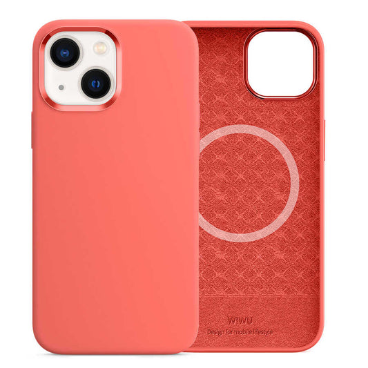 Apple iPhone 13 Kılıf Wiwu M-safe Magnetic Silikon Kapak Lacivert