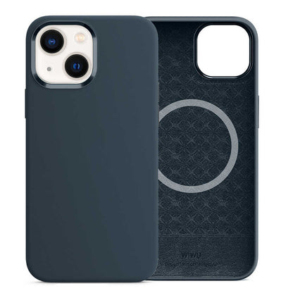 Apple iPhone 13 Kılıf Wiwu M-safe Magnetic Silikon Kapak Lacivert