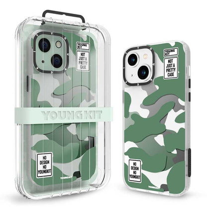 Apple iPhone 13 Kılıf YoungKit Kamuflaj Serisi Kapak Sarı