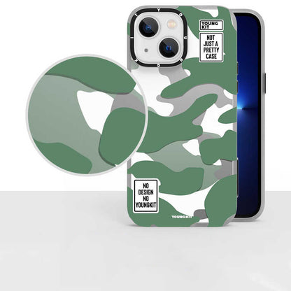 Apple iPhone 13 Kılıf YoungKit Kamuflaj Serisi Kapak Kırmızı