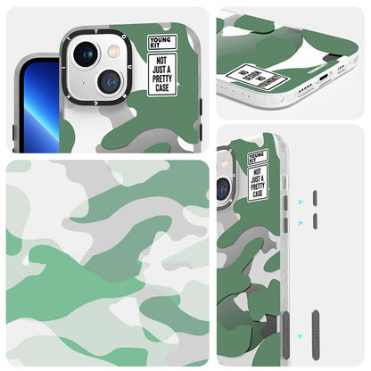 Apple iPhone 13 Kılıf YoungKit Kamuflaj Serisi Kapak Kırmızı