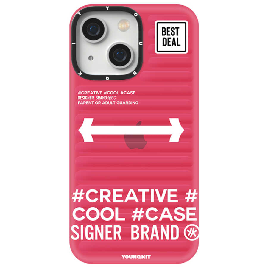 Apple iPhone 13 Kılıf YoungKit Luggage FireFly Serisi Kapak Pembe