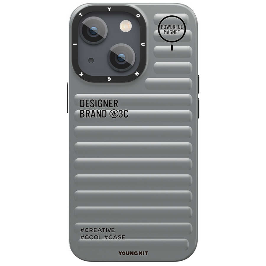 Apple iPhone 13 Kılıf YoungKit Plain Coloured Serisi Kapak Gümüş