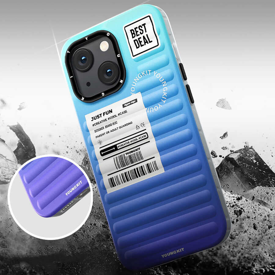 Apple iPhone 13 Kılıf YoungKit The Secret Color Serisi Kapak Mavi