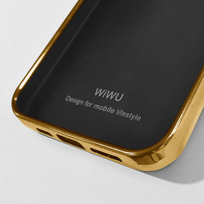 Apple iPhone 13 Mini Kılıf Wiwu Genuine Leather Gold Calfskin Orjinal Deri Kapak Yeşil