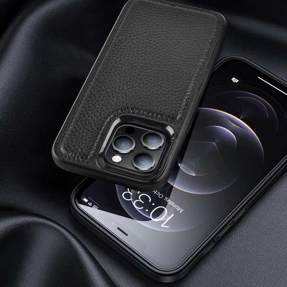 Apple iPhone 13 Mini Kılıf Wiwu Genuine Leather Plastic Calfskin Orjinal Deri Kapak Yeşil