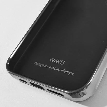 Apple iPhone 13 Mini Kılıf Wiwu Genuine Leather Silver Calfskin Orjinal Deri Kapak Mavi