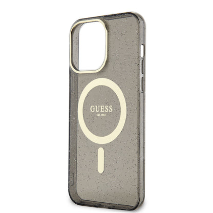 Apple iPhone 13 Pro Kılıf GUESS M-safe Şarj Özellikli Glitter Kapak Mor