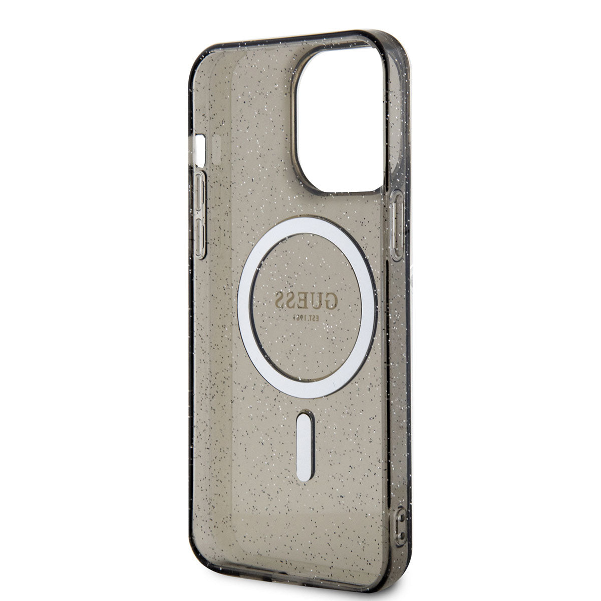 Apple iPhone 13 Pro Kılıf GUESS M-safe Şarj Özellikli Glitter Kapak Mor