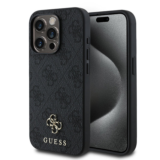 Apple iPhone 13 Pro Kılıf Guess Orjinal Lisanslı M-safe Şarj Özellikli Small 4G Classic Kapak Siyah