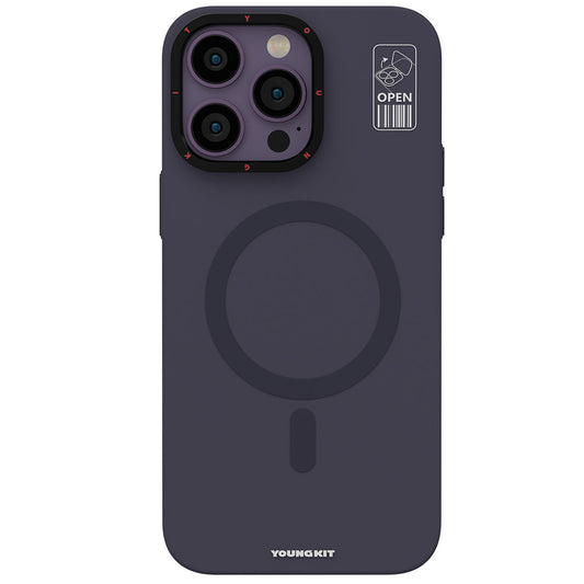 Apple iPhone 13 Pro Kılıf M-safe Şarj Özellikli Standlı YoungKit Hermit Bracket Serisi Kapak Siyah