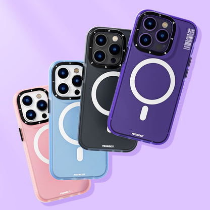 Apple iPhone 13 Pro Kılıf M-safe Şarj Özellikli Youngkit Colored Sand Serisi Kapak Mavi