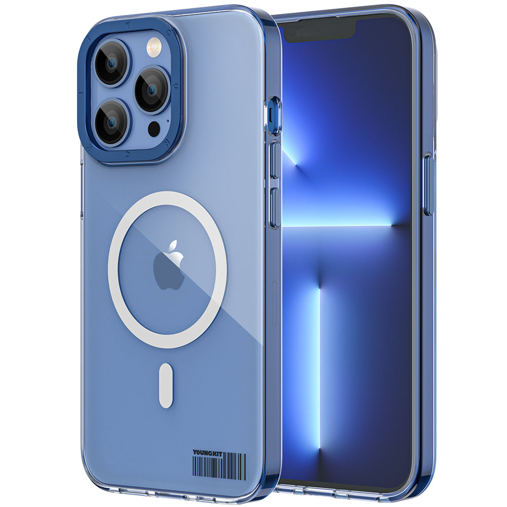 Apple iPhone 13 Pro Kılıf M-safe Şarj Özellikli Youngkit Coloured Glaze Serisi Kapak Siyah