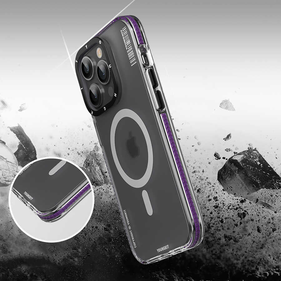 Apple iPhone 13 Pro Kılıf M-safe Şarj Özellikli Youngkit Jane Sand Serisi Kapak Siyah