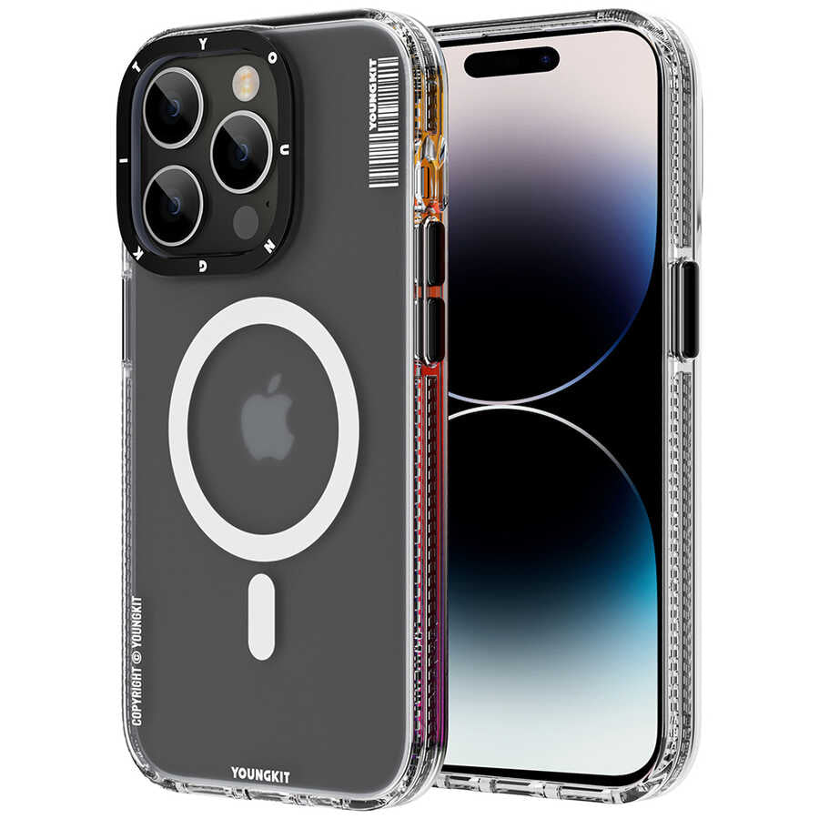 Apple iPhone 13 Pro Kılıf M-safe Şarj Özellikli Youngkit Jane Sand Serisi Kapak Siyah