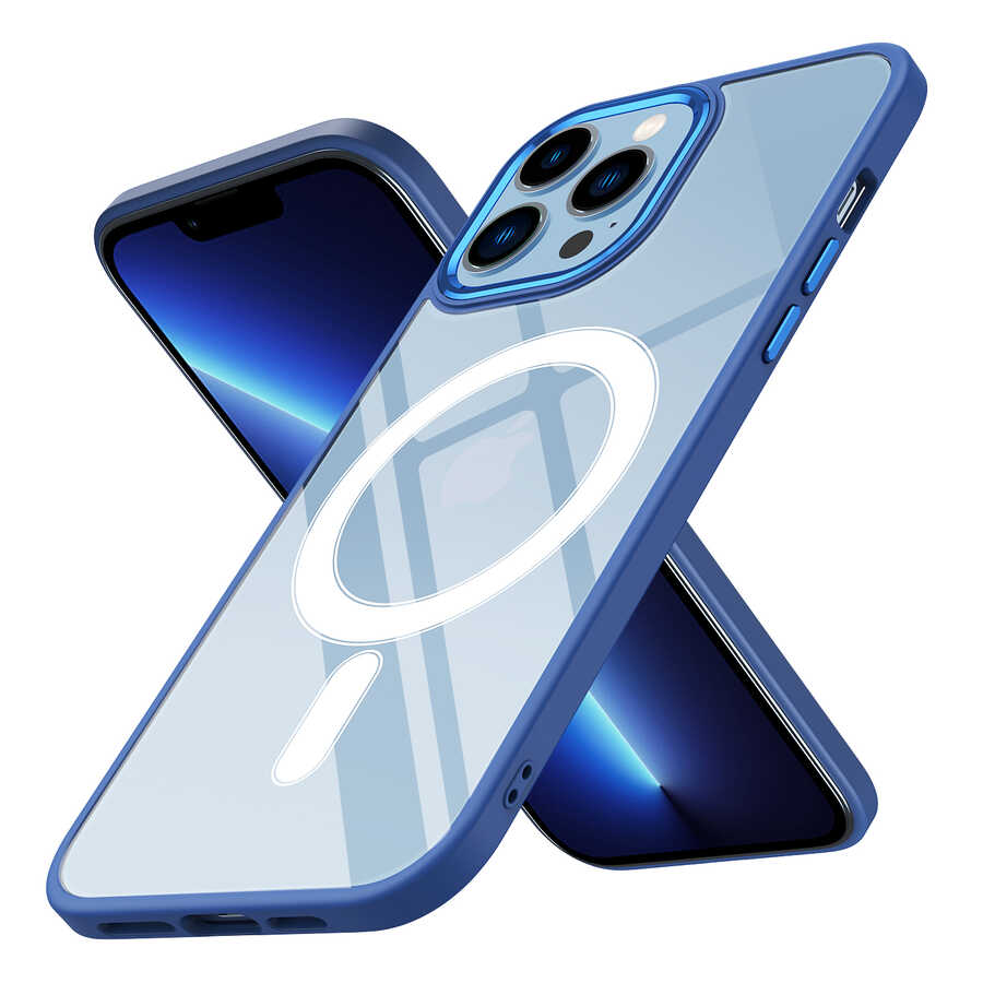 Apple iPhone 13 Pro Kılıf Wireless Şarj Özellikli Zore Krom M-safe Silikon Kapak