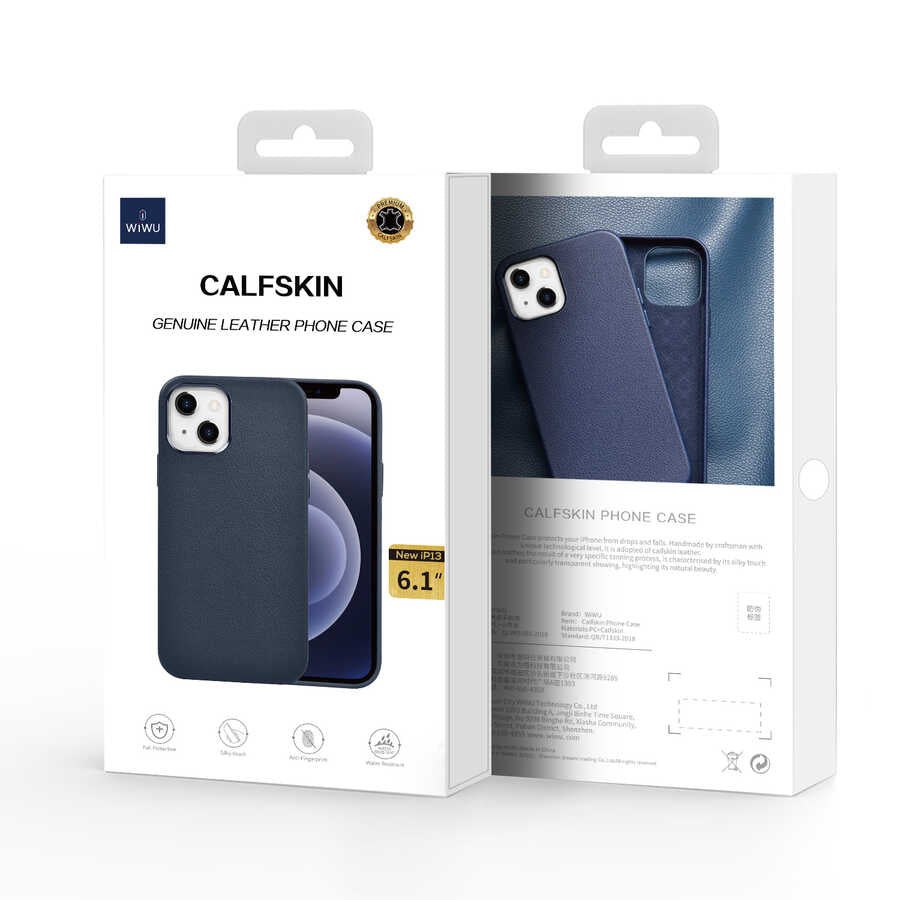 Apple iPhone 13 Pro Kılıf Wiwu Calfskin Kapak Siyah