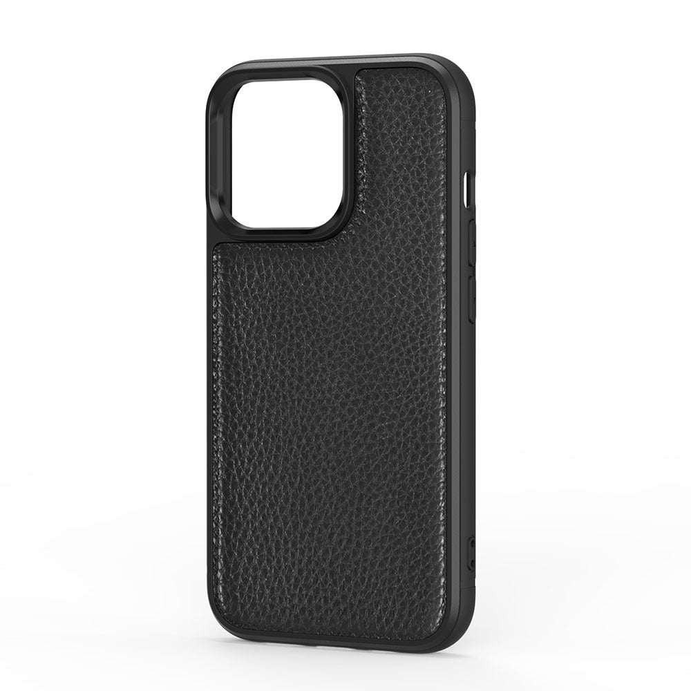 Apple iPhone 13 Pro Kılıf Wiwu Genuine Leather Plastic Calfskin Orjinal Deri Kapak Siyah