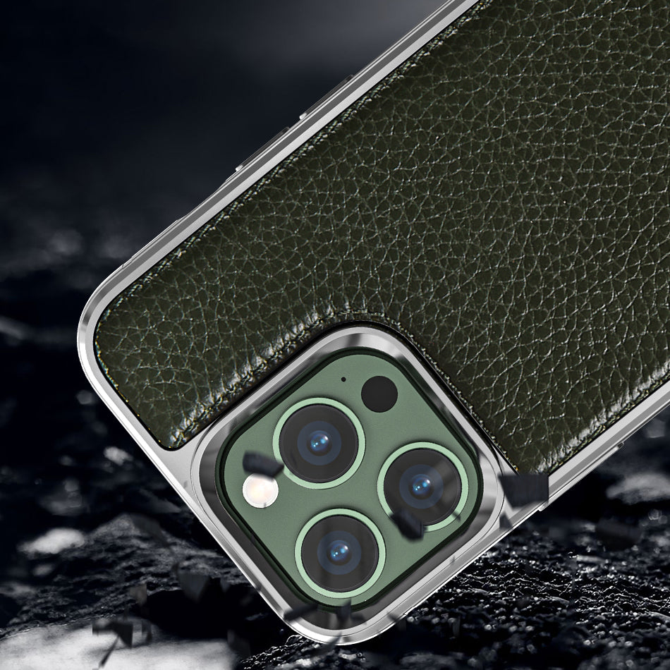 Apple iPhone 13 Pro Kılıf Wiwu Genuine Leather Silver Calfskin Orjinal Deri Kapak Mavi