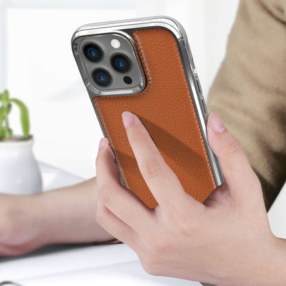 Apple iPhone 13 Pro Kılıf Wiwu Genuine Leather Silver Calfskin Orjinal Deri Kapak Mavi