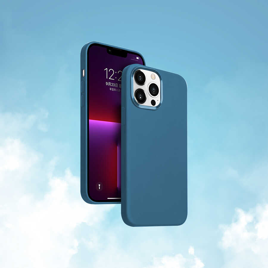 Apple iPhone 13 Pro Kılıf Wiwu M-safe Magnetic Silikon Kapak Mavi