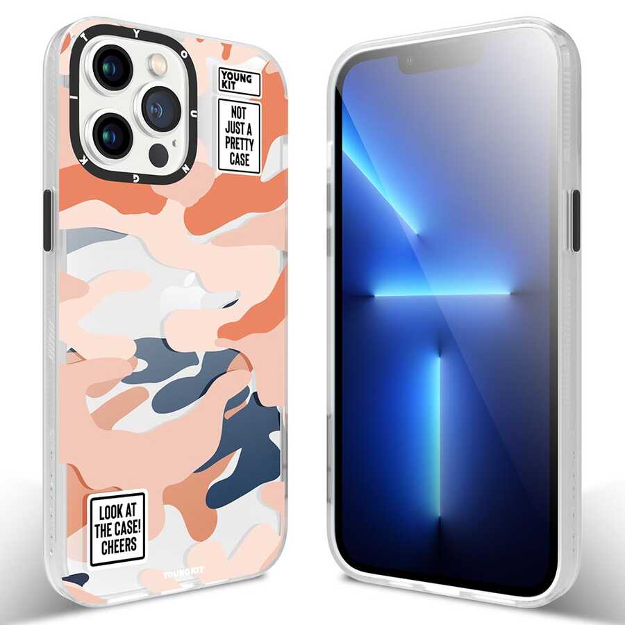 Apple iPhone 13 Pro Kılıf YoungKit Kamuflaj Serisi Kapak Mavi