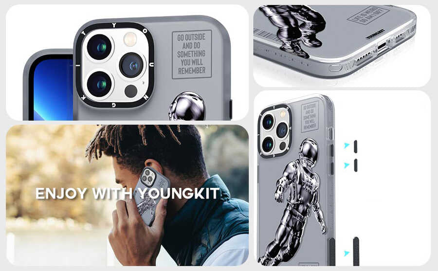 Apple iPhone 13 Pro Kılıf YoungKit Klasik Serisi Kapak CL001 Astronaut