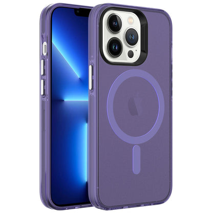 Apple iPhone 13 Pro Kılıf Zore M-safe Şarj Özellikli Buzlu Transparan C-Pro Sert Kapak