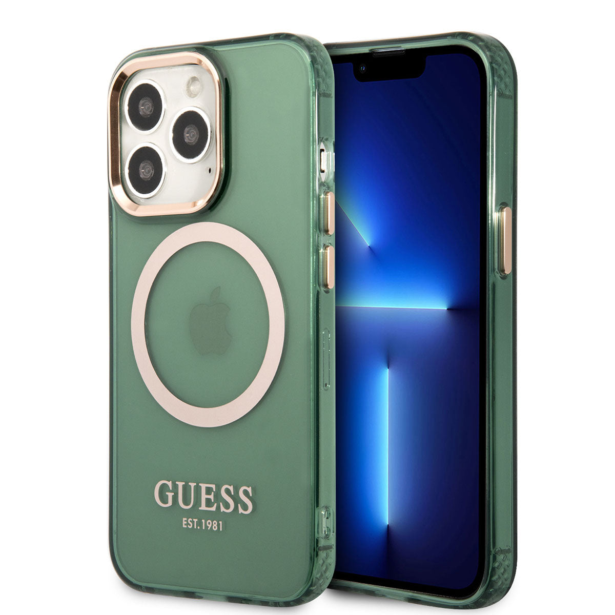 Apple iPhone 13 Pro Max Kılıf GUESS M-safe Şarj Özellikli Airbagli Dizayn Kapak