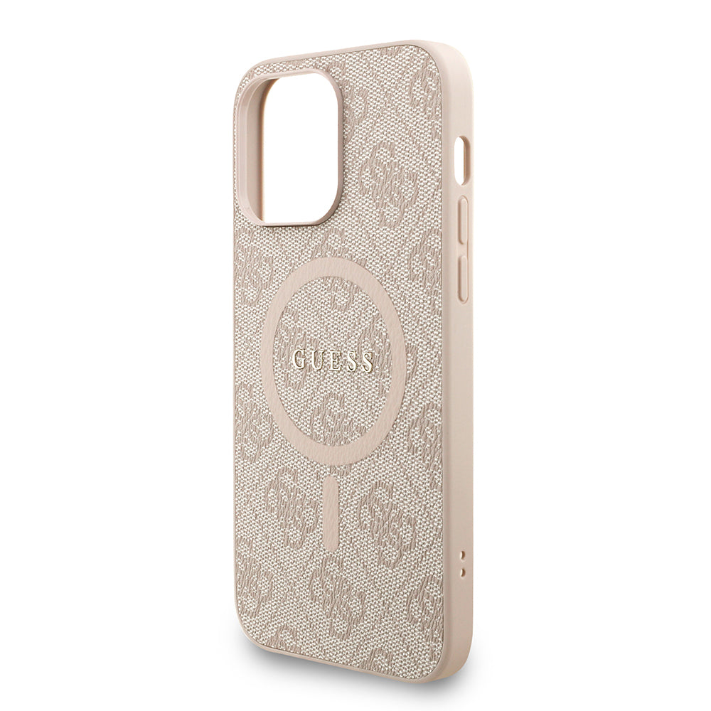 Apple iPhone 13 Pro Max Kılıf Guess Orjinal Lisanslı M-safe Şarj Özellikli PU Deri Bilek Askı İpli Yazı Logolu Kapak Kahverengi