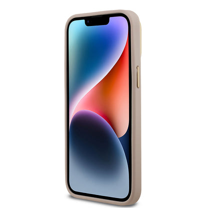 Apple iPhone 13 Pro Max Kılıf Guess Orjinal Lisanslı PU Deri 4G Desenli Metal Büyük 4G ve Yazı Logolu Kamera Standlı Kapak Pembe