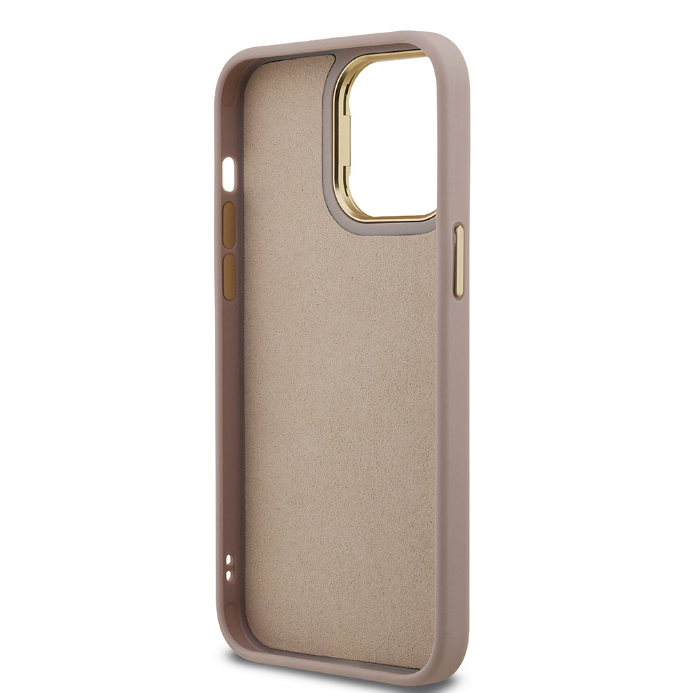 Apple iPhone 13 Pro Max Kılıf Guess Orjinal Lisanslı PU Deri 4G Desenli Metal Büyük 4G ve Yazı Logolu Kamera Standlı Kapak Mavi