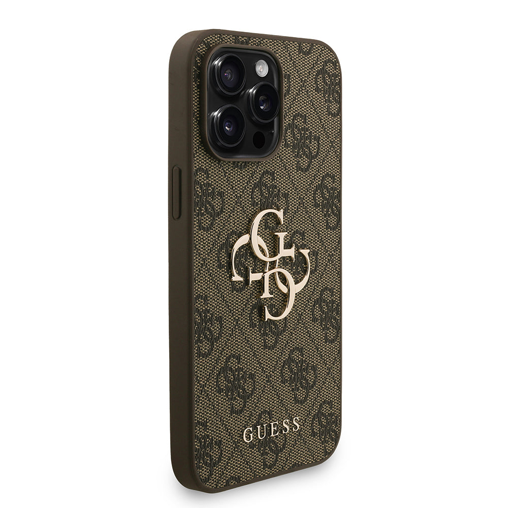 Apple iPhone 13 Pro Max Kılıf Guess Orjinal Lisanslı PU Deri Bilek Askı İpli Metal Büyük 4G ve Yazı Logolu Kapak Pembe