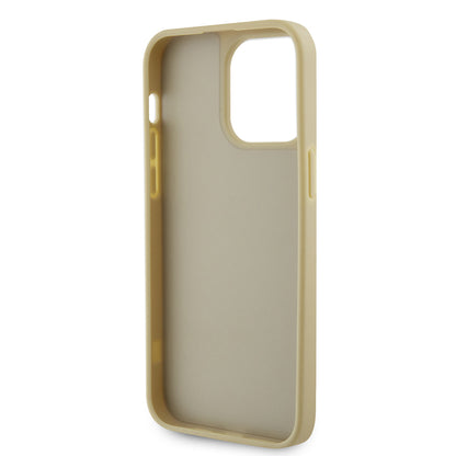 Apple iPhone 13 Pro Max Kılıf Guess Orjinal Lisanslı Taşlı Arka Yüzey Üçgen Logolu Kapak Pembe