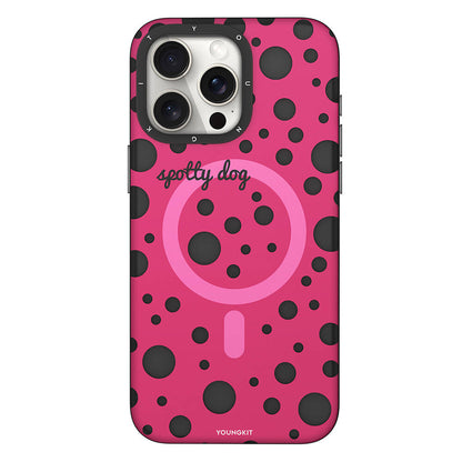 Apple iPhone 13 Pro Max Kılıf M-safe Şarj Özellikli Polka Dot Desenli Youngkit Spots Serisi Kapak Pembe