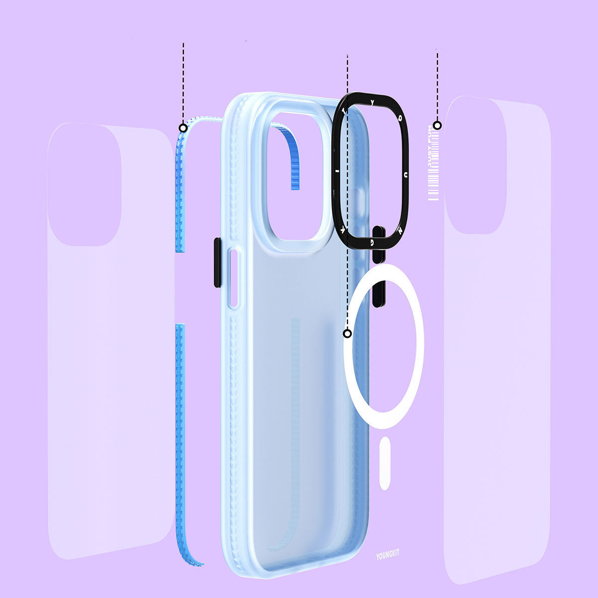 Apple iPhone 13 Pro Max Kılıf M-safe Şarj Özellikli Youngkit Colored Sand Serisi Kapak Siyah