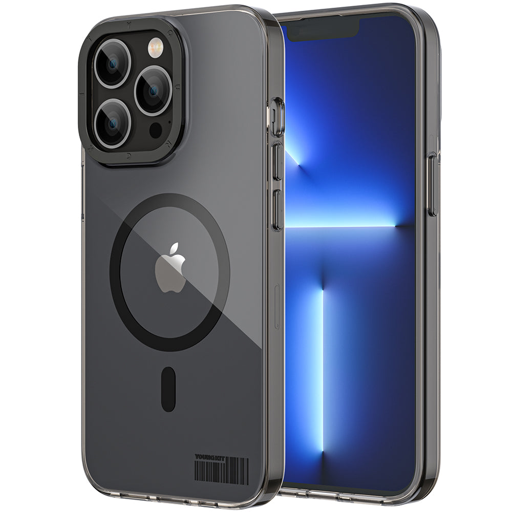 Apple iPhone 13 Pro Max Kılıf M-safe Şarj Özellikli Youngkit Coloured Glaze Serisi Kapak Siyah