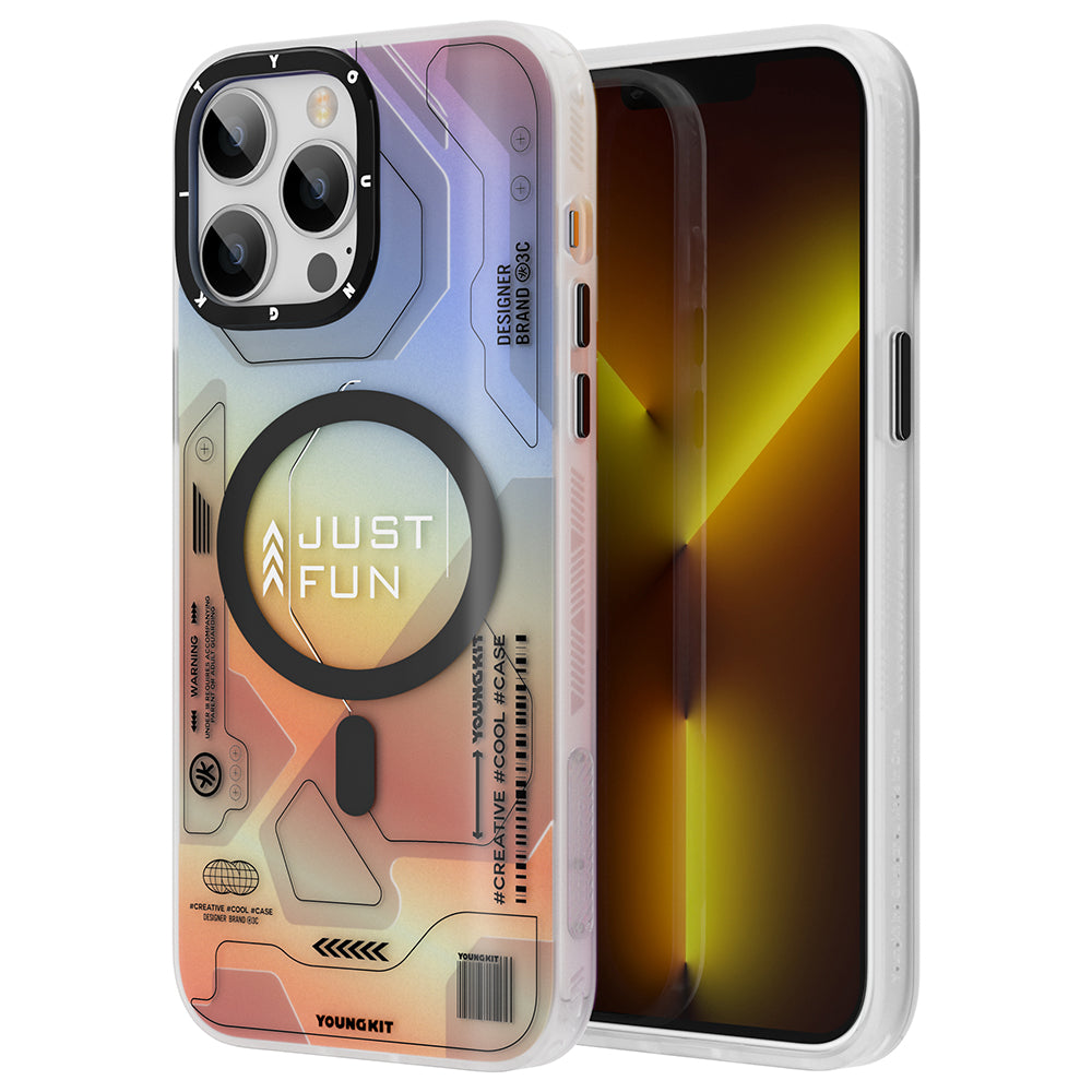 Apple iPhone 13 Pro Max Kılıf M-safe Şarj Özellikli YoungKit Metaverse Serisi Kapak Turuncu