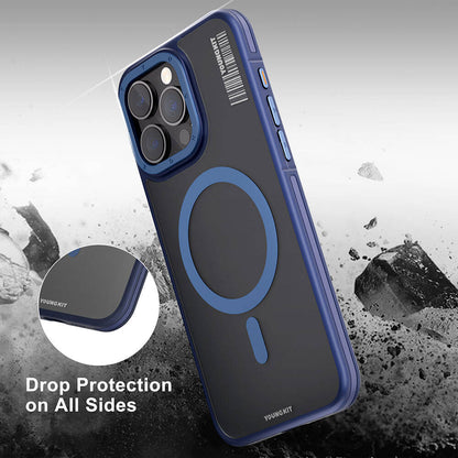 Apple iPhone 13 Pro Max Kılıf M-safe Şarj Özellikli Youngkit Rock Sand Serisi Kapak Siyah