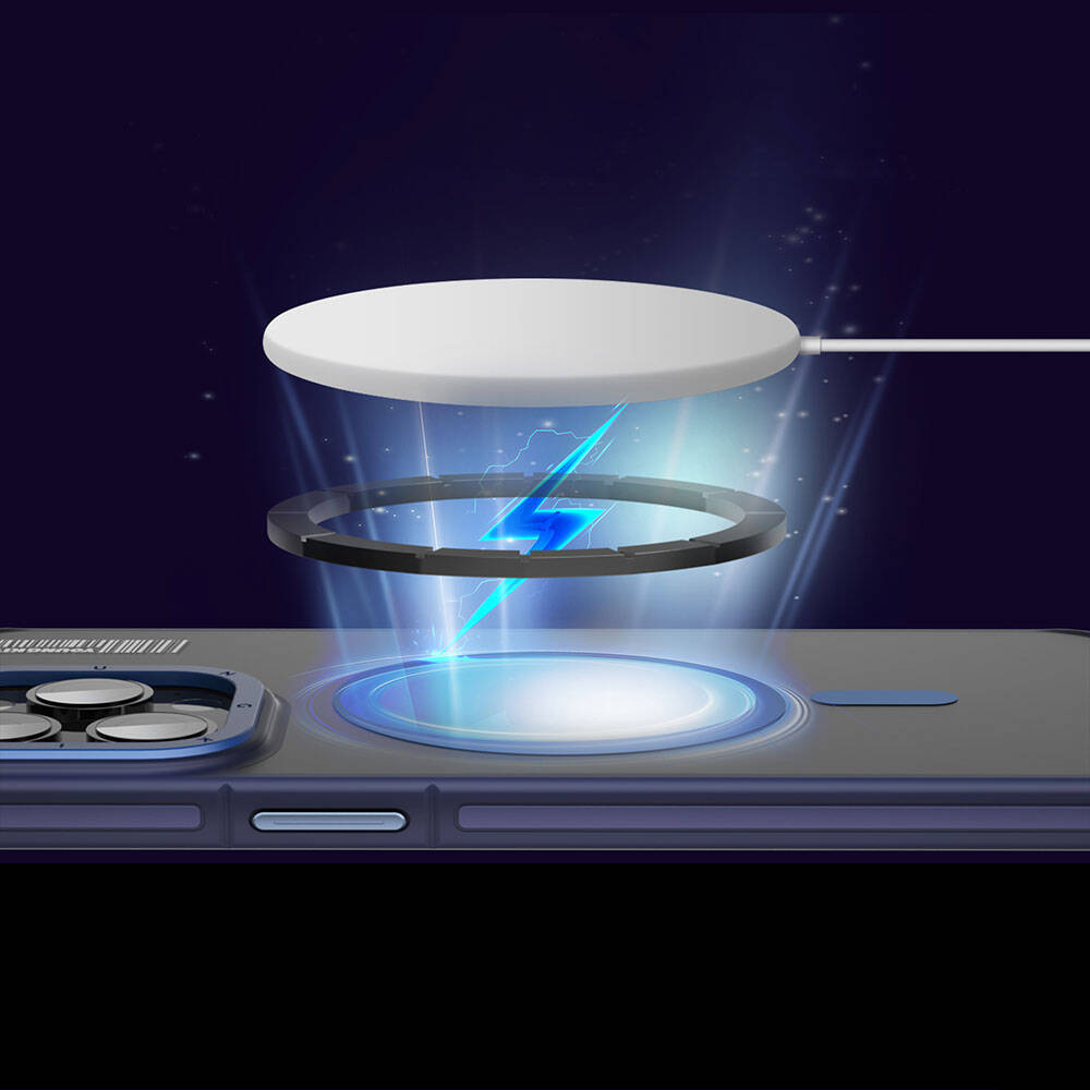 Apple iPhone 13 Pro Max Kılıf M-safe Şarj Özellikli Youngkit Rock Sand Serisi Kapak Mavi