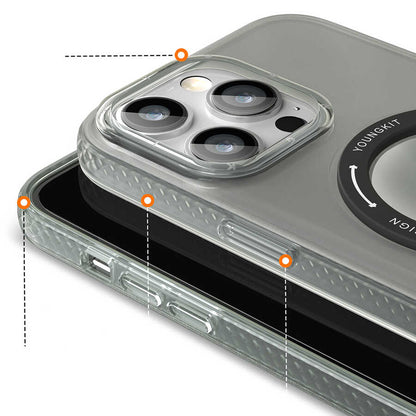 Apple iPhone 13 Pro Max Kılıf M-safe Şarj Özellikli Youngkit Rock Serisi Kapak Derin Mor