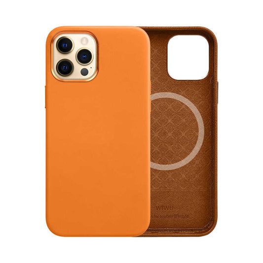 Apple iPhone 13 Pro Max Kılıf Wiwu M-safe Magnetic Kapak Kahverengi