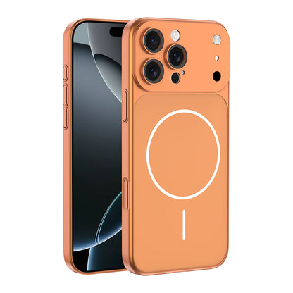 Apple iPhone 13 Pro Max Kılıf Zore M-Safe Şarj Özellikli Kamera Korumalı Spark Kapak Turuncu