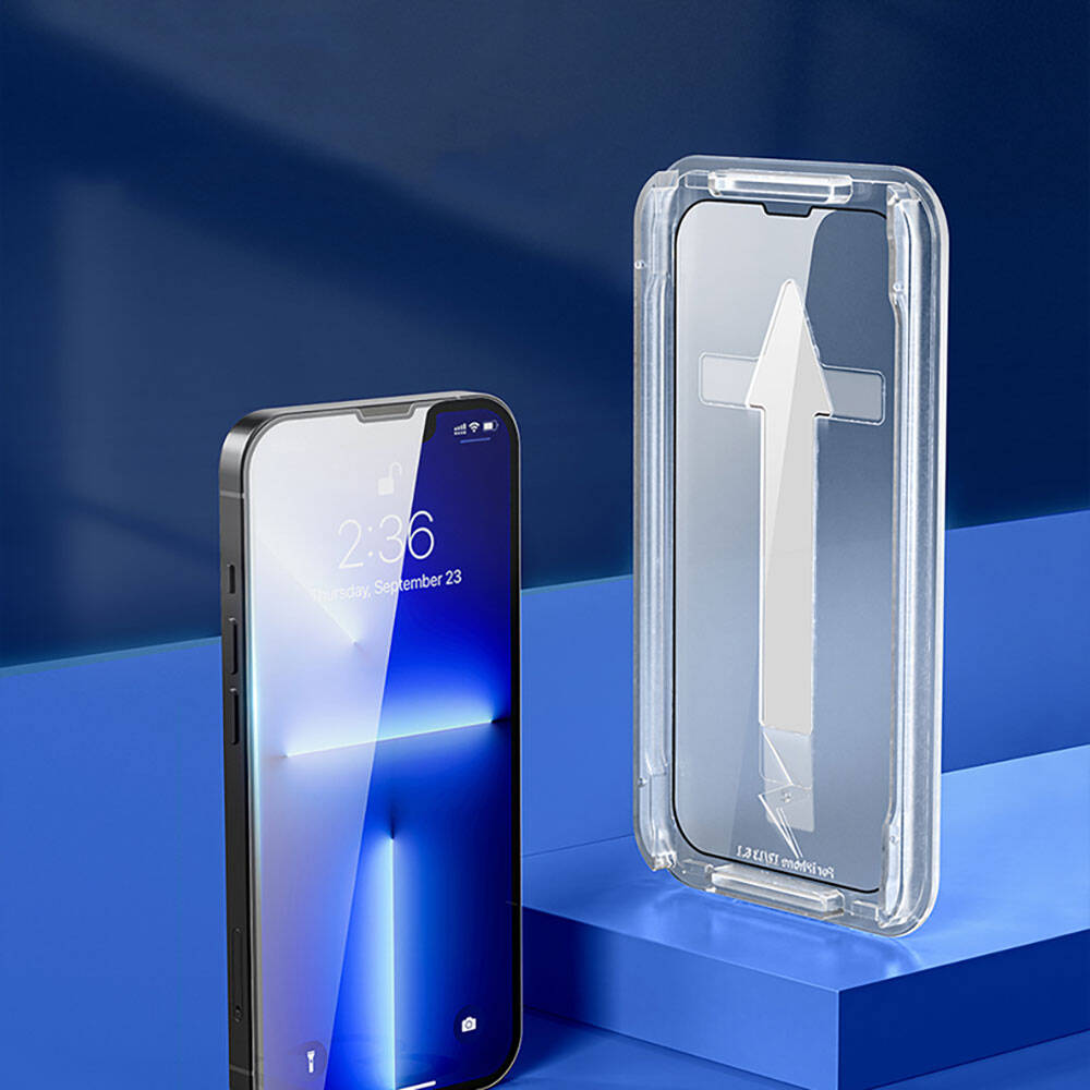 Apple iPhone 13 Pro Max Recci RSP-A11 HD Temperli Cam Ekran Koruyucu + Kolay Uygulama Aparatlı Siyah