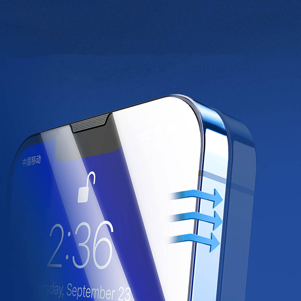 Apple iPhone 13 Pro Max Recci RSP-A11 HD Temperli Cam Ekran Koruyucu + Kolay Uygulama Aparatlı Siyah